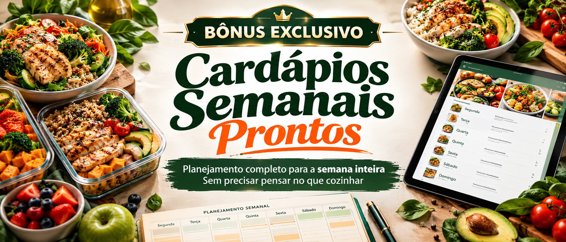Capa do bônus Cardápios Semanais Prontos
